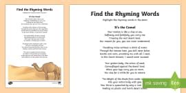 Rhyming Words Worksheet - Primary Resources (teacher made)
