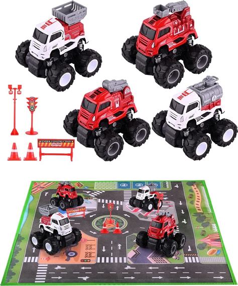 Buy Toddler Toy Cars for Age 3 Year Old Boys, Fire Truck Toys Set with ...