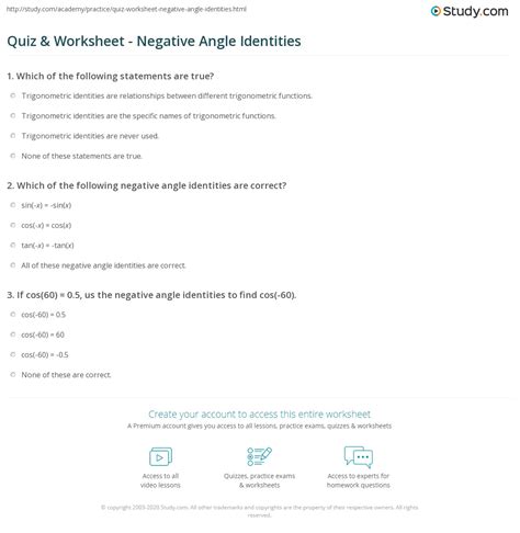 Image result for Negative Angle Identities