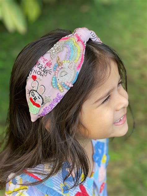 Darcey Unicorn Hand Embroidered Headband/Hairband On Kids – Joey & Pooh
