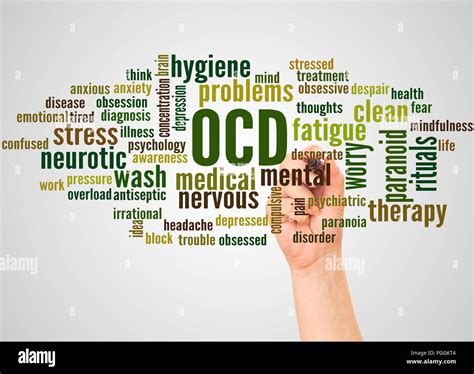 OCD - Obsessive compulsive personality disorder, word cloud and hand with marker concept on ...