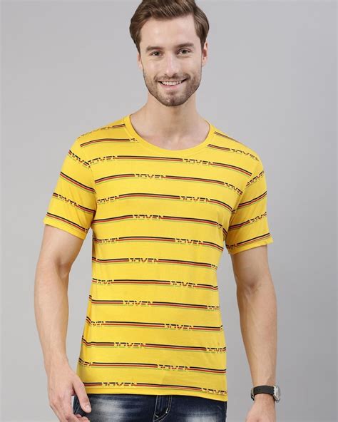 Buy Men's Yellow Striped T-shirt Online at Bewakoof