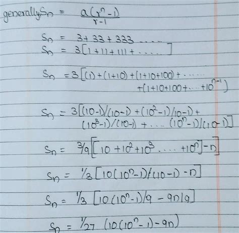sum of the series 3+33+333+_to n terms - Brainly.in