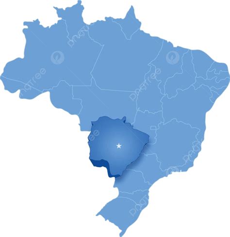 Map Of Brazil Highlighting Mato Grosso Do Sul Region Vector, Shape, Vector, Illustration PNG and ...