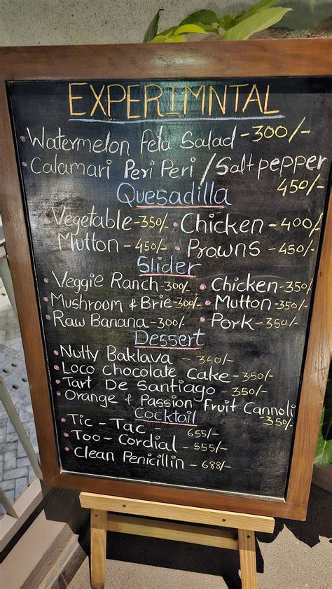 Menu at Loco Otro, Pune