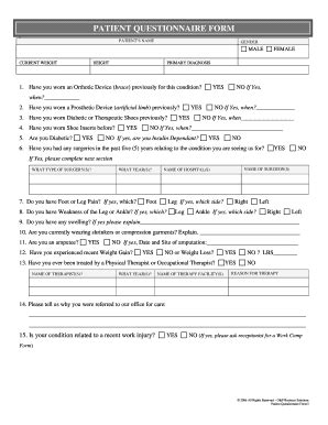 Fillable Online PATIENT QUESTIONNAIRE FORM - chmartincocom Fax Email ...