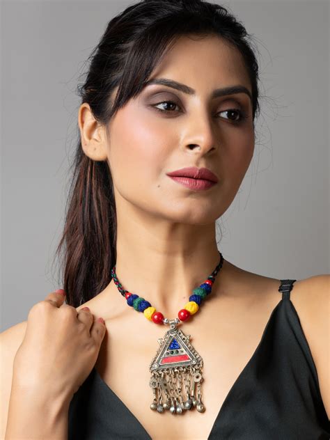 Red Blue Green Yellow Multicolor Original Afghani Triangular Pendant ...