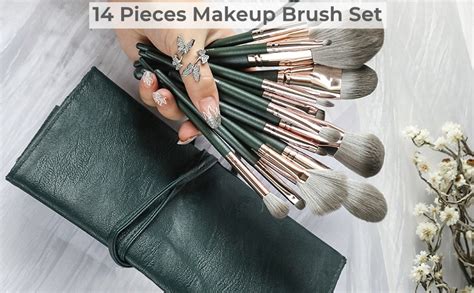 Pink Line Makeup Brush Set with Case/Synthetic Foundation Powder ...