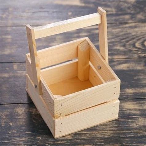 Pinewood Mini Baskets / Planter Box With Handle