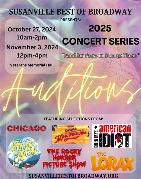 AUDITIONS Best of Broadway 2025 Concert Series “Familiar Faces in ...