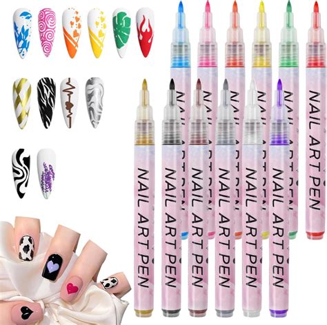 Nail Art Pens,12 Colors Nail Art Graffiti Pen Nail Drawing Pen ...