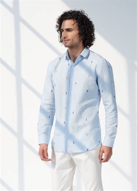 Crisp Linen Sky Shirt from the Linen Shirts India Collection | Seven DC