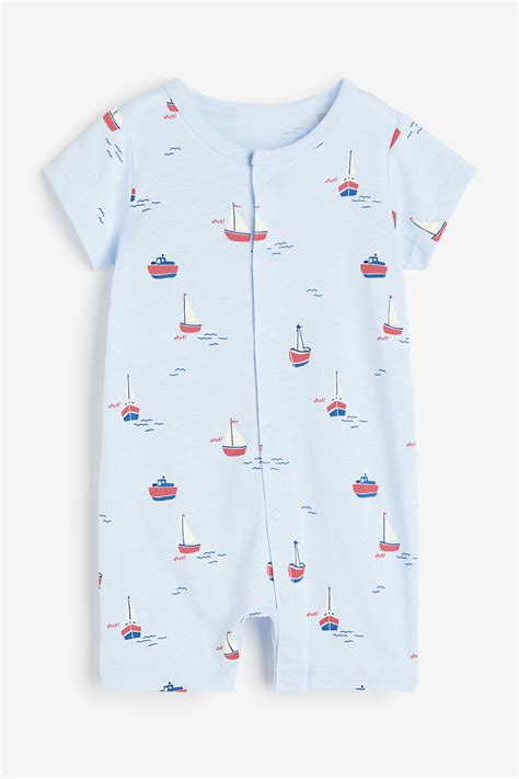 Patterned all-in-one pyjamas - Light blue/Boats - Kids | H&M IN