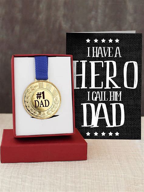 Buy | Blue & Black Fathers Day Gift Golden Medal | Tied Ribbons
