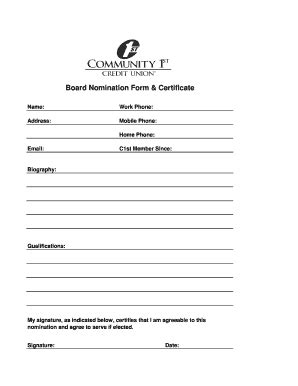 Fillable Online Board Nomination Form amp Certificate ...