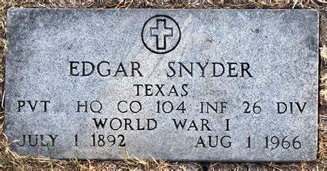 Pvt Edgar Snyder (1892-1966): homenaje de Find a Grave
