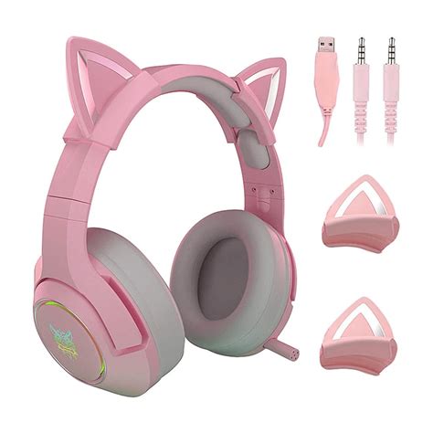 Audifonos gamer on sale de gato rosa