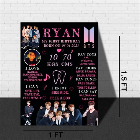 BTS Theme 1st Birthday Chalkboard | Available Online in India – Snow Fair