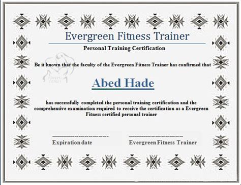 MS Word Fitness Training Certificate Template | Word & Excel Templates