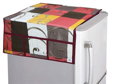 Heart Home Maroon Check Design PVC Fridge Top Cover, Protect for ...