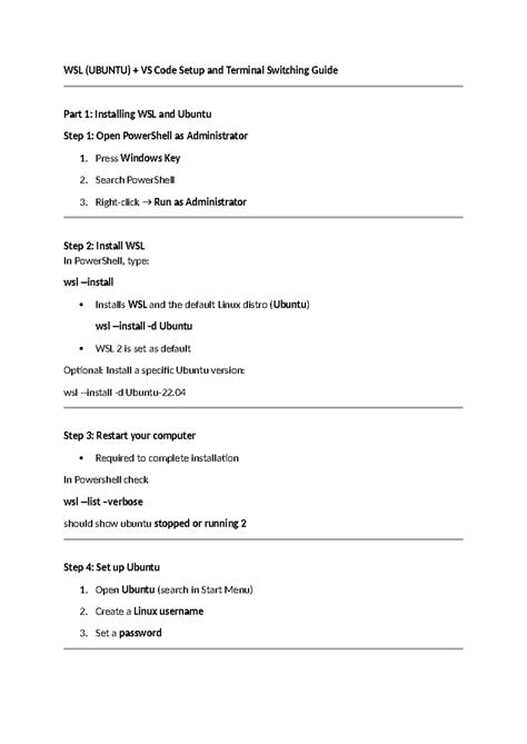 VScode WSL (UBUNTU) Setup & Terminal Switching Guide - Studocu