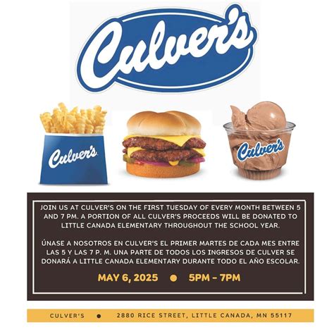 Little Canada Elementary Culvers Night, Culver's (2880 Rice St, Little ...