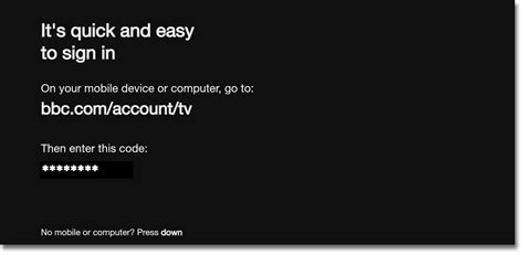 Image result for BBC iPlayer Sign Code Enter