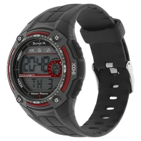 SF Digital Dial Black Plastic Strap Watch for Men