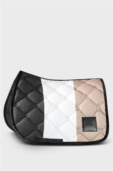 BOSS - Equestrian signature-stripe dressage saddle pad with Double B ...