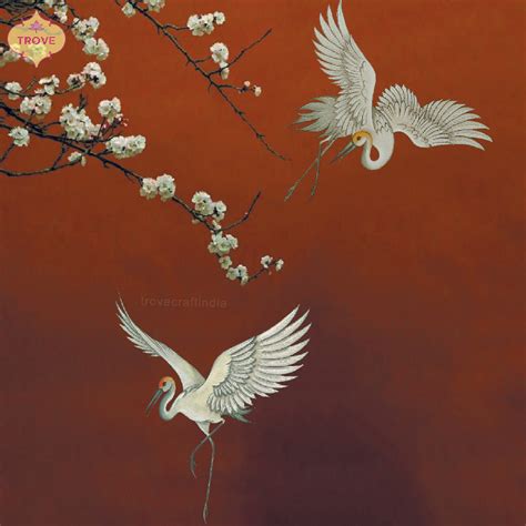 Self Adhesive Decals / Stickers - Set of 2 Oriental flying Cranes ...