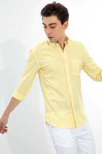 Snitch Men Solid Casual Yellow Shirt - Buy Snitch Men Solid Casual ...