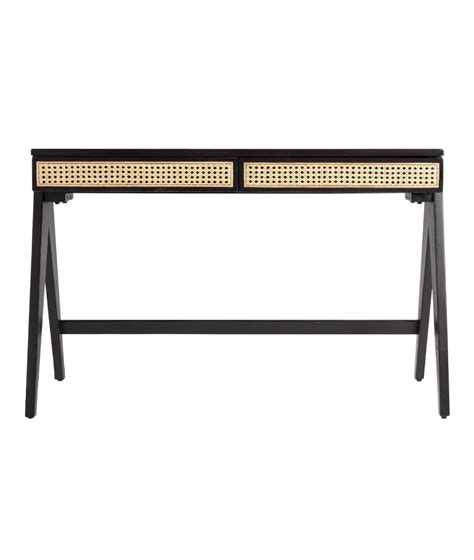 Rattan Study Desk - Solid Wood Desk with Rattan Drawers | Ramgarh ...