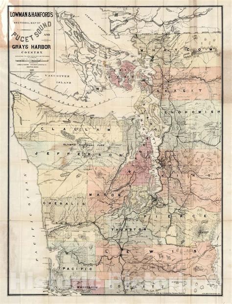 Historic Map : Map of Puget Sound And Grays Harbor Country, 1891 ...