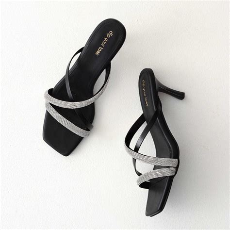 Black Embellished Strappy Heels – Dip Your Toes