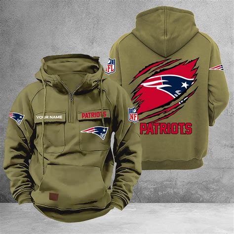 New England Patriots Multi-Pockets Zip-Up Hoodie – Nousty