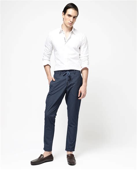 Rare Rabbit Men's Saco Navy Polyester Checked Print Regular Fit Trouse