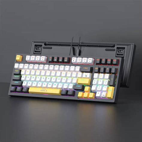 iMice GK500 Mechanical Keyboard [AR-EN] (Black-White-Yellow) | Anas-IQ
