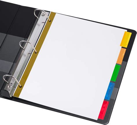 Buy Amazon Basics 5-Tab Paper Binder Dividers, Insertable Multicolor ...
