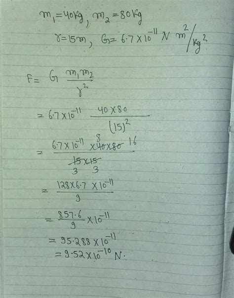 1. Calculate the gravitational force of attractionbetween two bodies of ...