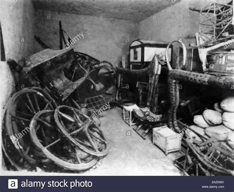 One of the first photographs from the Tomb of Tutankhamen. Howard Carter (1874 – 1939) was the ...