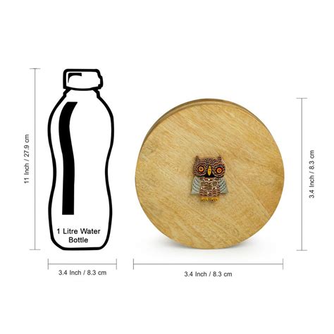 'Rainbow Owl Motif' Spice Box With Spoon In Mango Wood (7 Detachable C ...