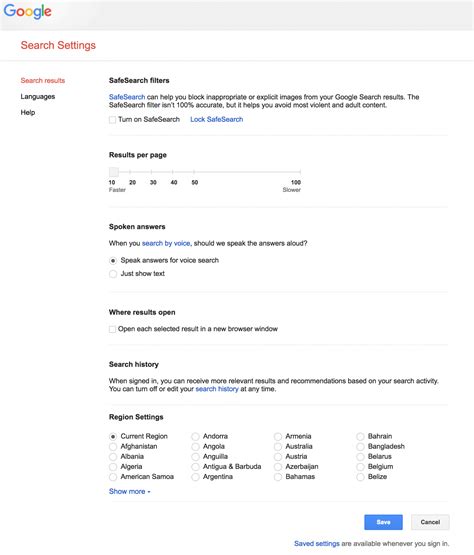 Image result for Google Search Engine Settings