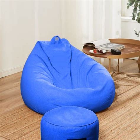 KAM'S LIEU Leatherette XXXL Bean Bag with Footrest Ready to Use Filled ...