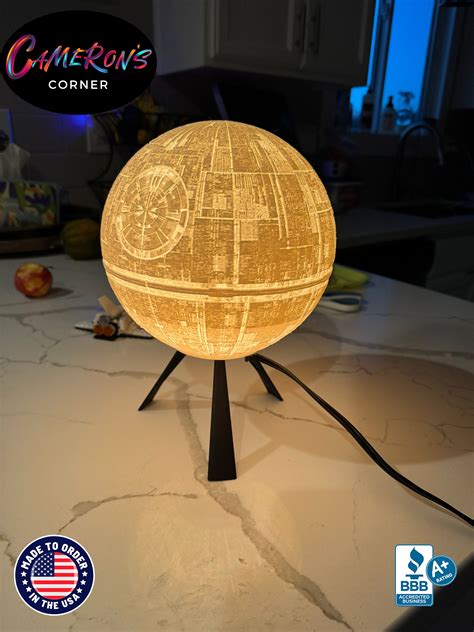 Large Death Star Lamp, 3d Printed, 8 Diam, 7 Tall, Star Wars, Made in USA to Order by 6 Year Old ...