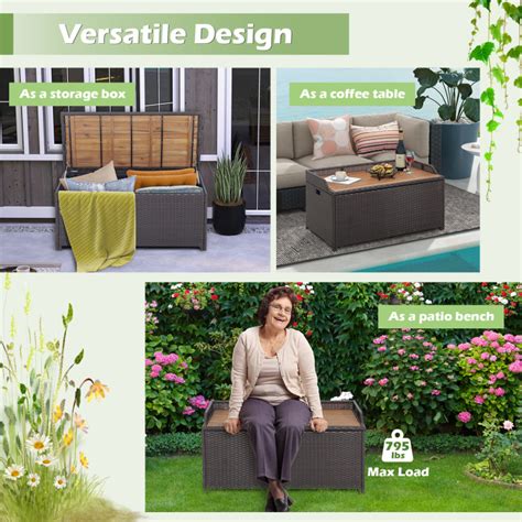 Outdoor storage on sale table bench