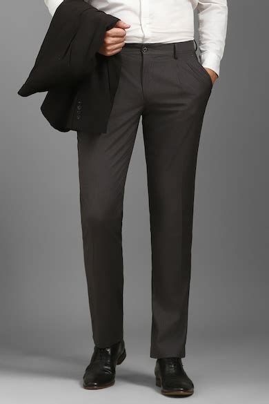 Buy Men Grey Textured Pleated Formal Trousers Online - 39903812 | Louis ...