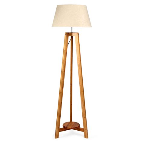 Tripod Floor Lamp with Bottom Shelf and Beige shade 156cm