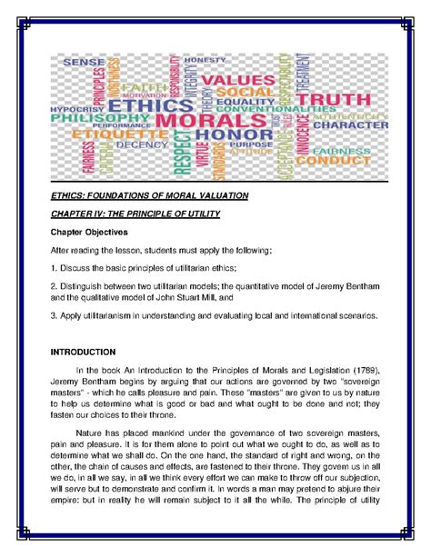 VAL02 Module Chapter 4 Utilitarianism - ETHICS: FOUNDATIONS OF MORAL ...