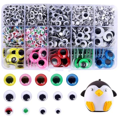 HASTHIP® 1500pcs Googly Eyes for Craft, Self-Adhesive Wiggle Eyes ...