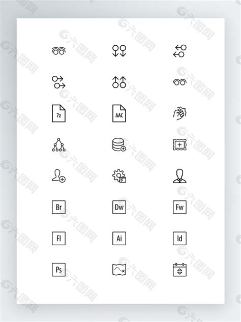 iOS7黑白扁平化风格图标网页UI素材免费下载(图片编号:9041072)-六图网